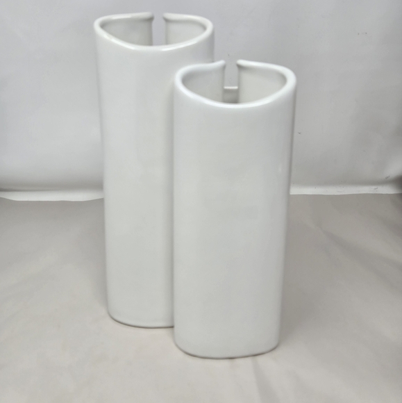 Vintage Dansk White Ceramic Pair of Double Vases Style Modernist Curvaceous - Picture 14 of 14
